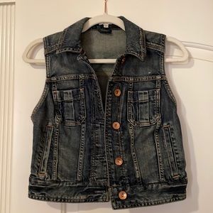 Cropped Denim Vest
